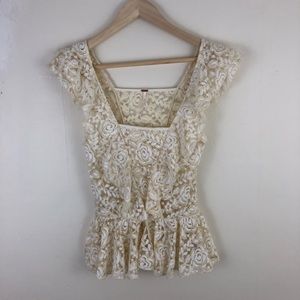 Free People Ivory Lace Top Size XS